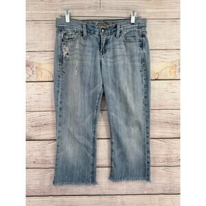 Ruehl No.925 Jeans Womens 27 Distressed Frayed Hem Light Years Vintage Style Den